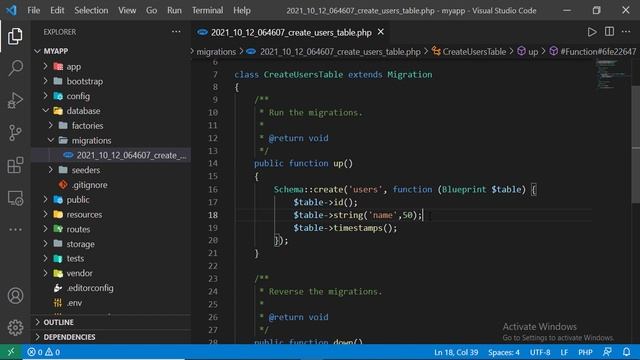 Laravel 8 in Tamil - 18 - How to create Database Tables using Migrations смотреть онлайн