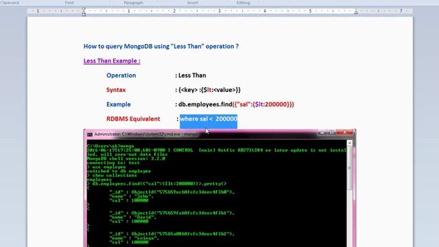 MONGODB FIND $LT LESSTHAN DEMO смотреть онлайн