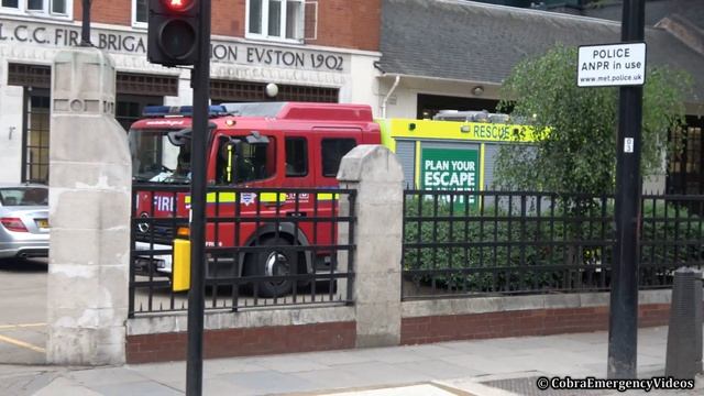 LFB Fire Rescue truck responding with hi-lo siren - Euston A236 смотреть онлайн