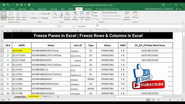 Freeze Panes in Excel | Freeze Rows & Columns in Excel in urdu How to freeze rows & column in excel смотреть онлайн