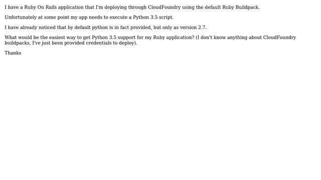 CloudFoundry - how to get Python 3.5 support in Ruby app смотреть онлайн