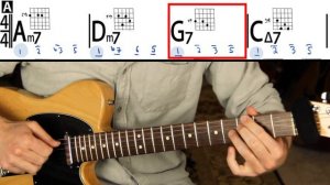 Fly Me to the Moon Guitar Chords with Walking Bass - Jazz Tutorial