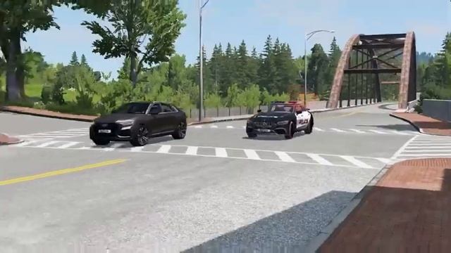 Разные ситуации на узкой дороге. Машины врезаются и падают с обрыва. BeamNG смотреть онлайн