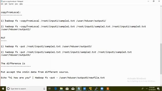 Hadoop Commands Difference between Put and copyFromLocal commands with real time examples in detail смотреть онлайн