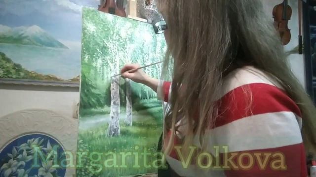 Среди берез...Among the birches...масло,холст...oil on canvas... смотреть онлайн