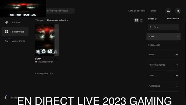 Live de Gaming Pour un jeux Pc Mac os x test en direct du jeux SOMA en 2023 смотреть онлайн