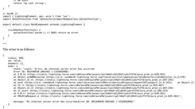 Salesforce: Status 500, Internal server error when calling Apex from LWC смотреть онлайн