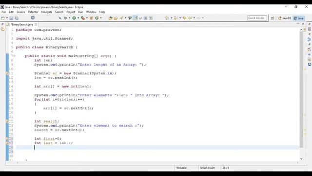 Binary Search Algorithm Program in Java in Hindi смотреть онлайн