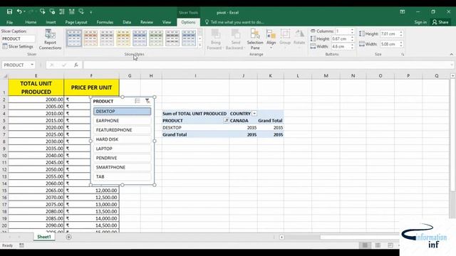 SLICER OPTION IN PIVOT TABLE IN MICROSOFT EXCEL IN TAMIL смотреть онлайн