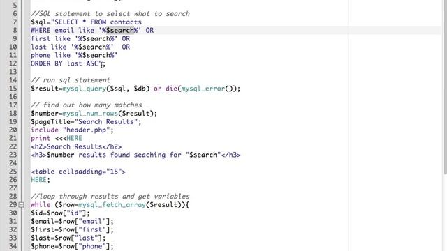 PHP MySQL - Implement a Database Search смотреть онлайн