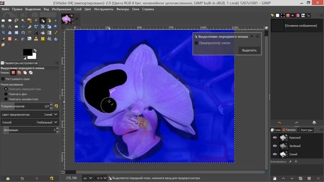 11. Gimp. Шаг за шагом. Выделение переднего плана. смотреть онлайн