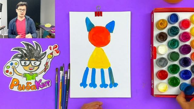 Рисуем КОШКУ уроки рисования красками для детей смотреть онлайн