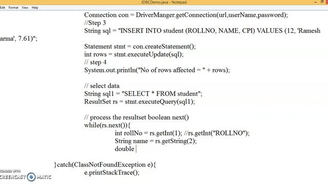 JDBC using notepad program Part 2 смотреть онлайн