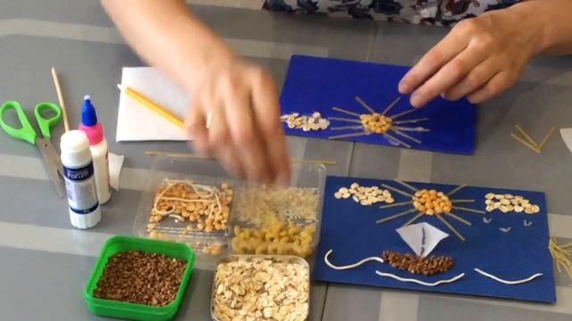 НОД, поделка из круп и макаронных изделий "Парусник в море" для детей 4 - 6 лет смотреть онлайн