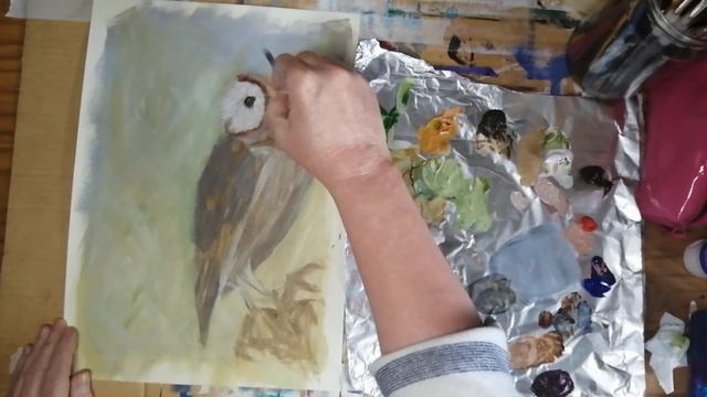 Acrylic Painting Demonstration - IN REAL TIME - Barn Owl