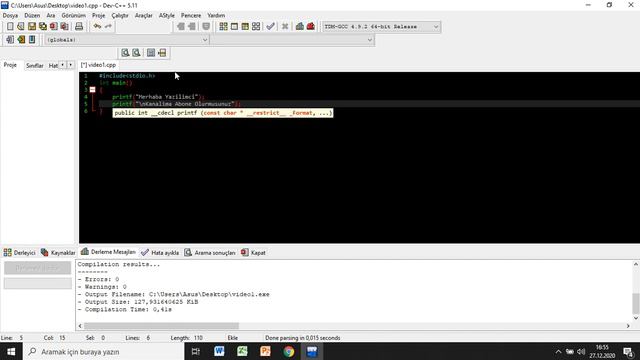 C++ PRİNTF VE COUT KOMUTU #DERS1 смотреть онлайн