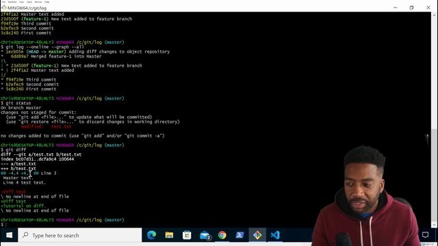 Git Tutorial Part 3: Checking the log and differences смотреть онлайн