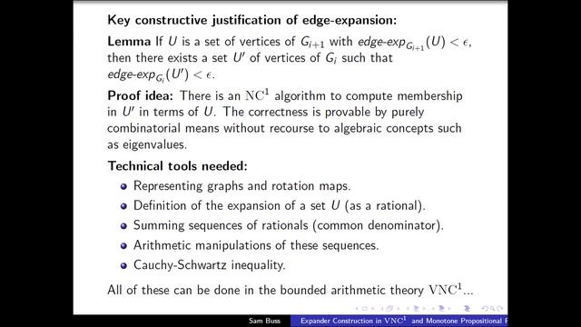 Sam Buss: Expanders in VNC^1 and Monotone Propositional Proofs смотреть онлайн