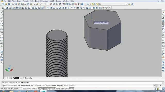 3D modelling of Metric Nut and Bolt using AutoCAD смотреть онлайн