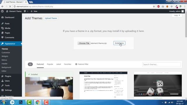 Element Theme Installation in WP Admin смотреть онлайн