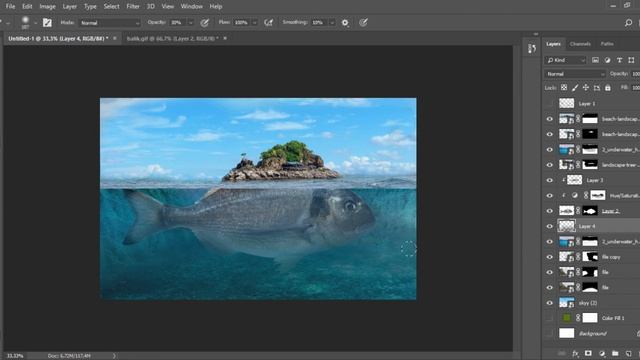 Photoshop Manipulation Fishy Island Tutorial