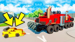ОГРОМНЫЙ МОНСТР С ПИЛАМИ ПРОТИВ САМОЙ МАЛЕНЬКОЙ ЛЕГО ТАЧКИ! КОШКИ МЫШКИ В БРИК РИГС (Brick Rigs)