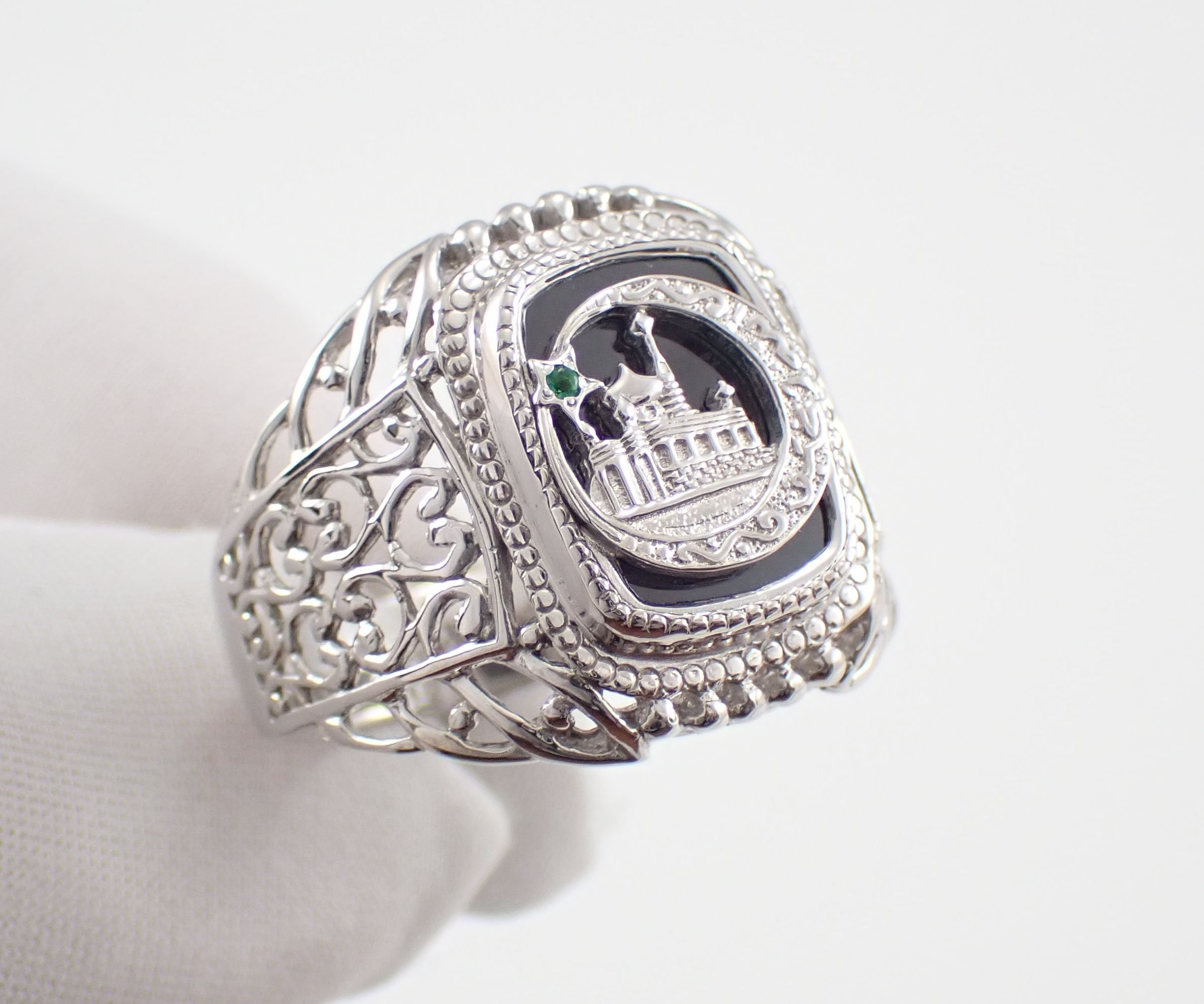 Печатка Мужская Мусульманская с черным фианитом, Артикул КМ-97_19_с, серебро 925 пробы смотреть онлайн