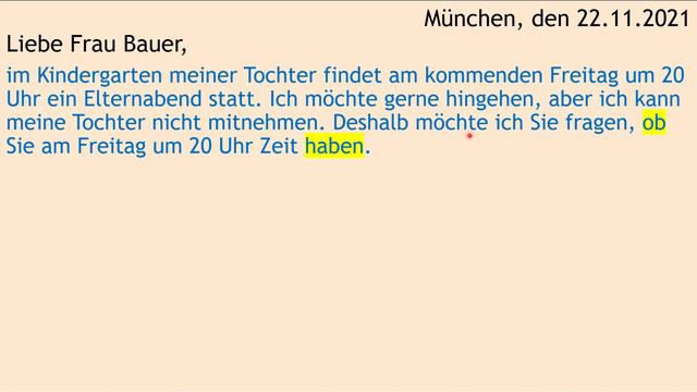 DTZ / B1 | Brief | Elternabend im Kindergarten und Betreuung für die Tochter | with subtitles مترجم смотреть онлайн