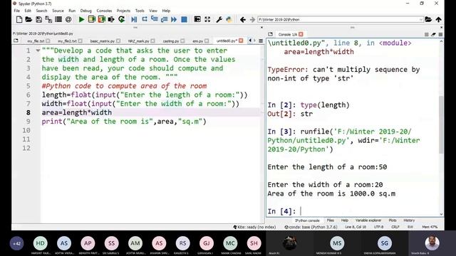 Python code to compute area of a room by Dr. Vinoth Babu Kumaravelu смотреть онлайн