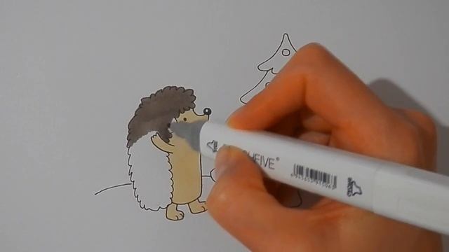 Рисуем ЕЖИКА возле ЕЛОЧКИ /1011/Draw a HEDGEHOG near the Christmas TREE смотреть онлайн