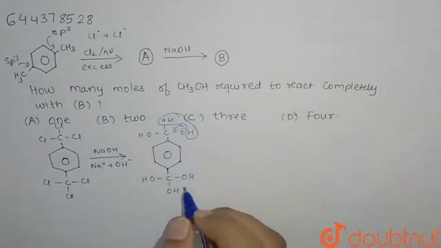 How many moles of CH_(3)OH required to react completely with (B) ? | 12 | HALOALKANES AND HALO... смотреть онлайн