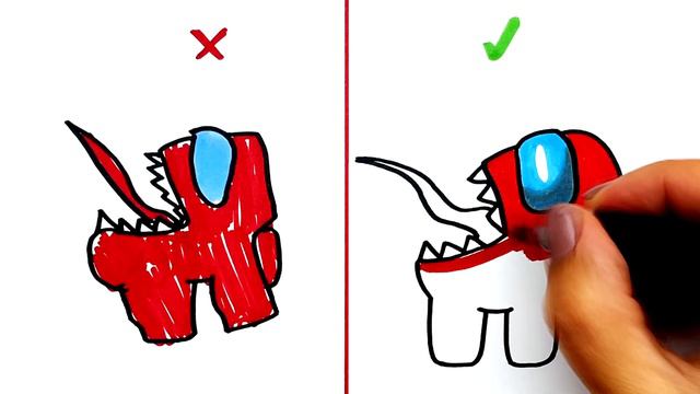 How to draw AMONG US Impostor in 1 Minute challenge DOs & DON'Ts Drawing Among Us character. смотреть онлайн