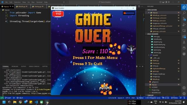 Space Invader Game in Pygame Output | Demo | Pygame | Python Project | Classic Game | Retro Game смотреть онлайн