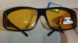 Поляризационные очки для водителя. Чёрные защита от солнца, и жёлтые для ночной езды от бликов.