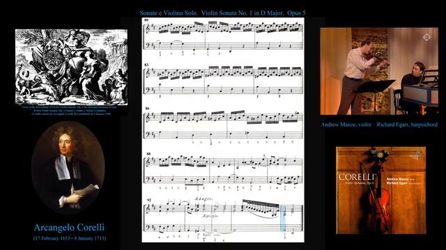 Violin Sonata, Op. 5, No 1. Arcangelo Corelli. Andrew Manze, violin. Richard Egarr, harpsichord смотреть онлайн