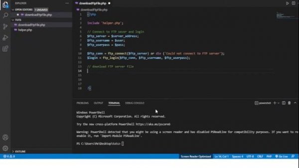 PHP - Download FTP File