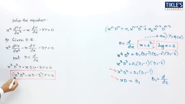 CAUCHY'S HOMOGENEOUS LINEAR DIFFERENTIAL EQUATION SOLVED PROBLEM 1 @TIKLESACADEMY смотреть онлайн