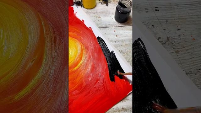 Рисунок на Хэллоуин/ легкая картина гуашью кот на дереве яркий декор на Хэллоуин смотреть онлайн