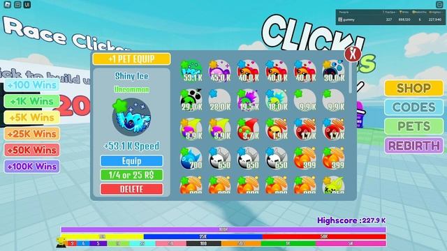 CRAFTING A SHINY 1 MILLION PET IN RACE CLICKER!! (Roblox) смотреть онлайн