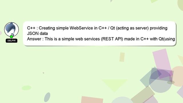 C++ : Creating simple WebService in C++ / Qt (acting as server) providing JSON data смотреть онлайн