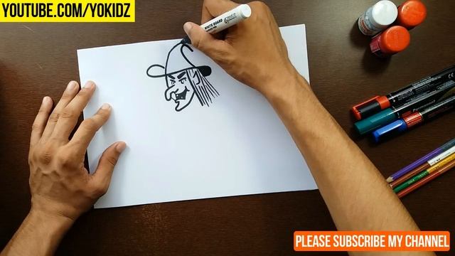 How to draw a HALLOWEEN WITCH on a broomstick смотреть онлайн