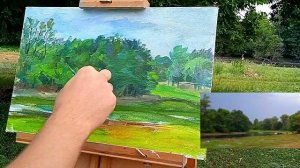Пишем пейзаж с водой. Этюд маслом. Все этапы рисования /We paint a landscape with water. Oil etude