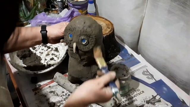 Фигурка "Совы" из бетона своими руками. смотреть онлайн