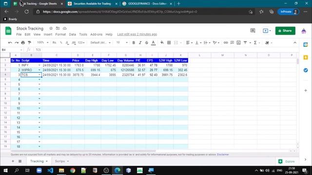 How to Get NSE India Data into Google Sheet using GoogleFinance and update automatically | Apply IT смотреть онлайн
