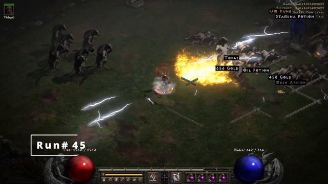 Diablo 2 Resurrected  - 100 Cow Runs Loot Highlights