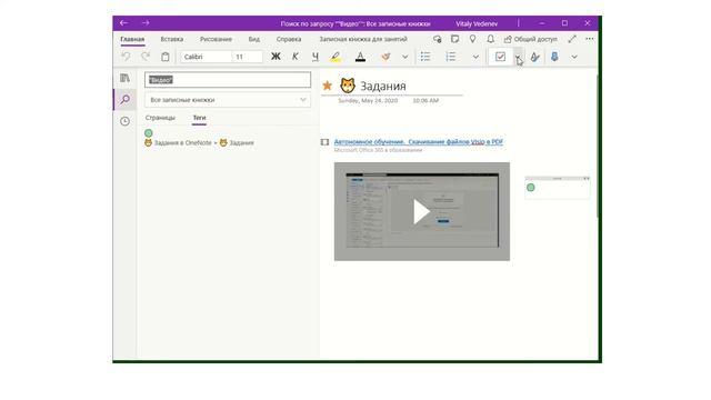 Новые возможности OneNote.  Работа с тегами в OneNote