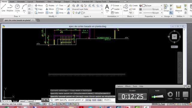 AUTOCAD 2015 CORTE DE ESCALERA BASADO EN DOS PLANTAS LAU смотреть онлайн