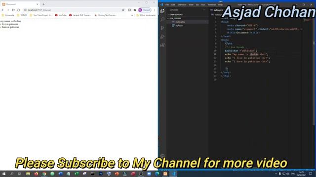 How to use break line in PHP l learn PHP | php for beginners | Asjad chohan | Lesson No 6 Urdu/hind смотреть онлайн