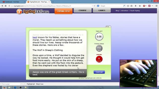 Fast Typing 2 | 136 wpm | NET Increase of 9 wpm | Aesop's Fables смотреть онлайн