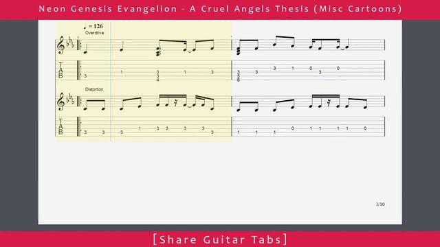 [Share Guitar Tabs] Neon Genesis Evangelion - A Cruel Angels Thesis (Misc Cartoons) HD 1080p